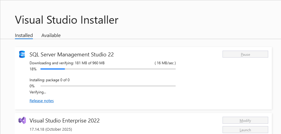SQL Server Management Studio 22 installer